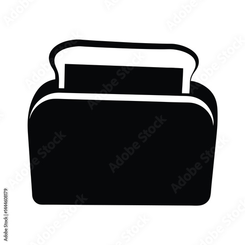 Black and white illustration of a simple toaster appliance for making breakfast food