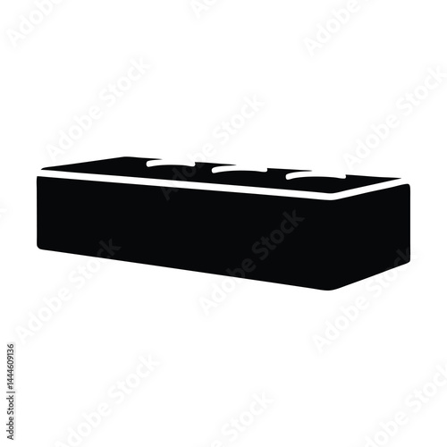 A single rectangular brick building block with three indented channels on top suitable for construction or engineering projects