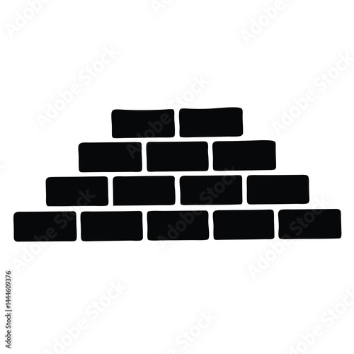 Simple Black and White Brick Wall Pyramid Structure Illustration Graphic Design Element