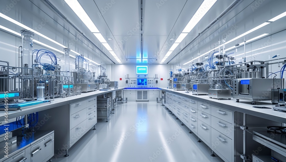 Fototapeta premium A High-Tech Laboratory Interior with Advanced Equipment and a Sterile Environment