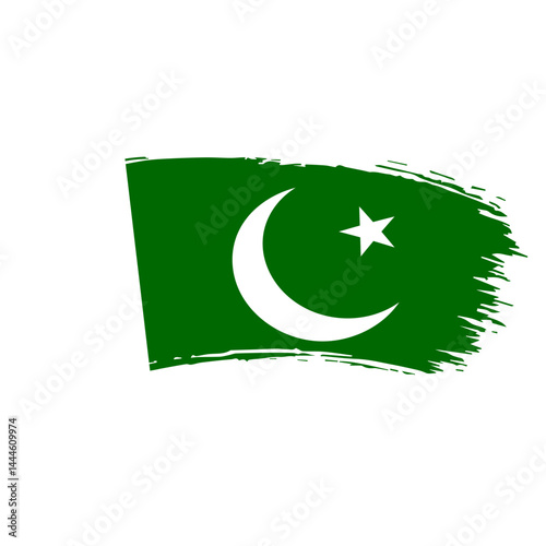Brushstroke Pakistan Flag, Independence, Unity, Islamic Republic Symbolism