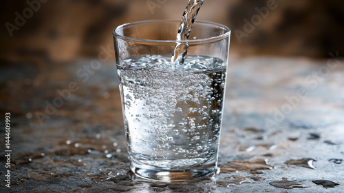 Fresh tap water being poured into a glass, symbolizing health and hydration