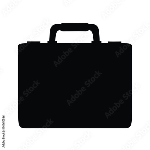 Black Silhouette of a Classic Briefcase Business Bag for Travel and Work
