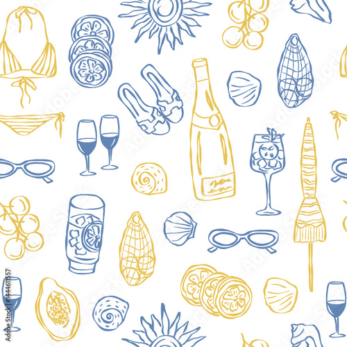 Hand drawn doodle summer vacation background