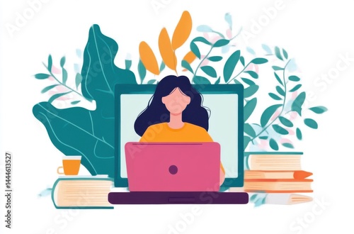 Wellness coach guiding virtual session on computer,