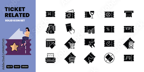 tickets solid icon vector design good for web and mobile app