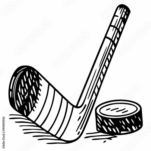 hockey stick line art isolated vector 
