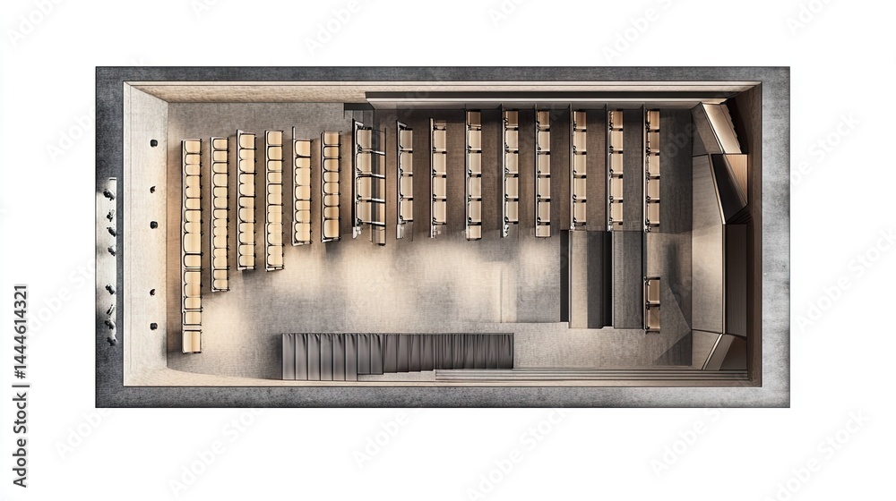 Floor layout showing capacity per row and section