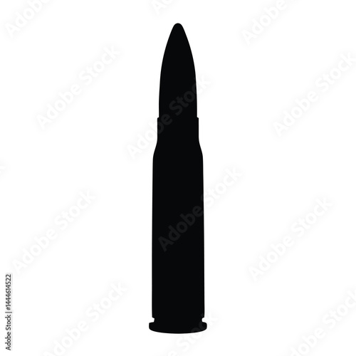Black Silhouette of a Single Bullet Cartridge Ammunition Weapon