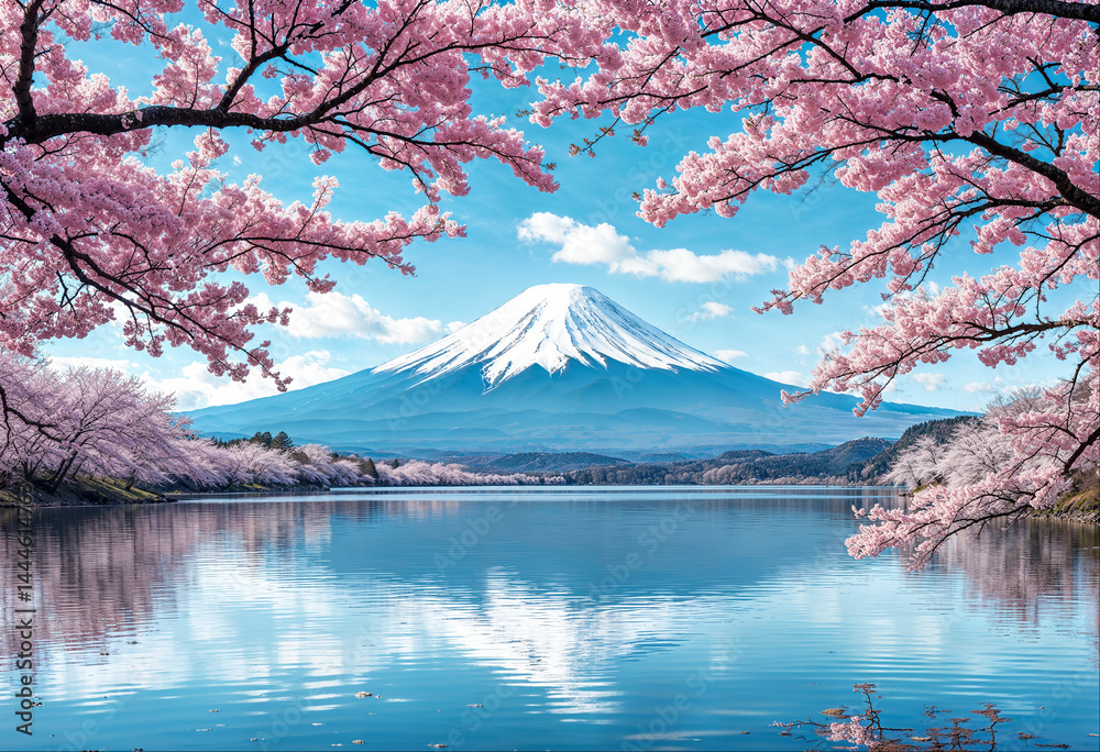 Fototapeta premium Mount Fuji Framed by Cherry Blossoms