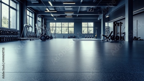 Obraz na płótnie Gym floor with clean and polished equipment surfaces w salonie