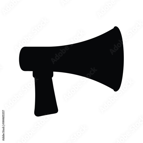 Silhouette of a megaphone on a white background, used for announcements