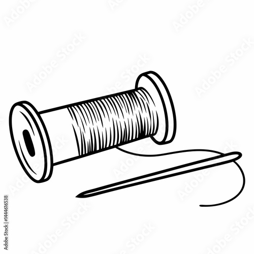 thread with spool line art isolated vector 

