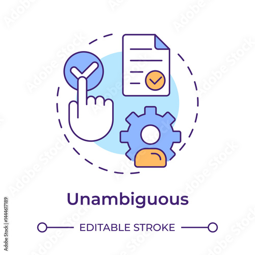 Unambiguous multi color concept icon. User actions clearly showing agreement. GDPR consent principle. Round shape line illustration. Abstract idea. Graphic design. Easy to use in article