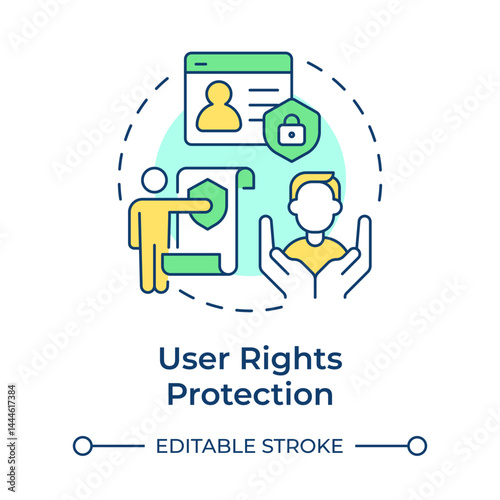 User rights protection multi color concept icon. Controlling data collection. Benefit of consent management. Round shape line illustration. Abstract idea. Graphic design. Easy to use in article