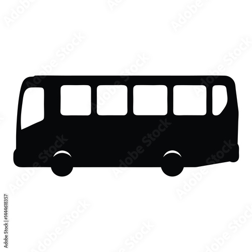 Side view of a black silhouette of a bus public transportation vehicle