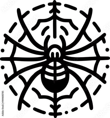  Abstract Spider Web Logo – Ideal for Modern and Creative Branding – Black and White Vector Illustration
