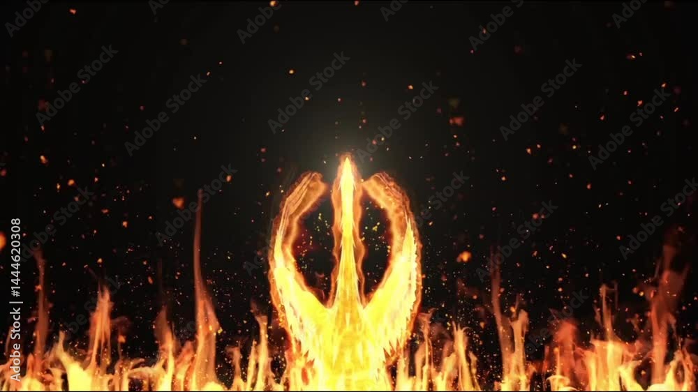 phoenix Fire bird. flaming phoenix intro. Fire bird element overlay