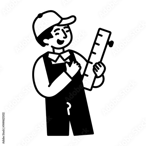 A hand drawn style icon of an architect 
