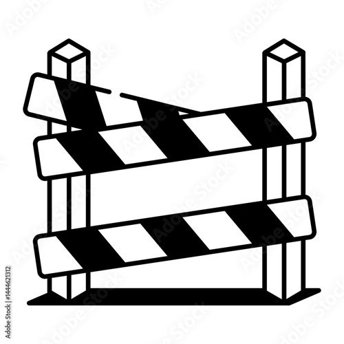A hand drawn style icon of barricade tape 
