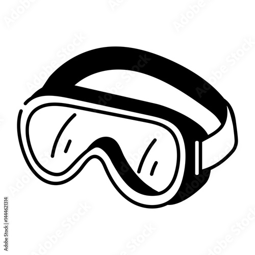 A doodle style icon of safety glasses 
