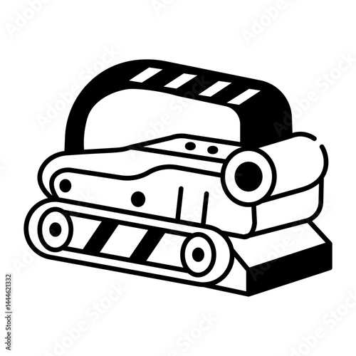 A doodle style icon of a belt sander 
