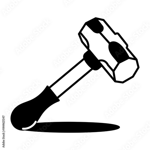 A hand drawn style icon of a hammer 
