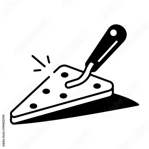 A doodle style icon of brick trowel 
