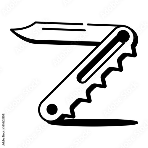 A doodle style icon of a pocket knife 

