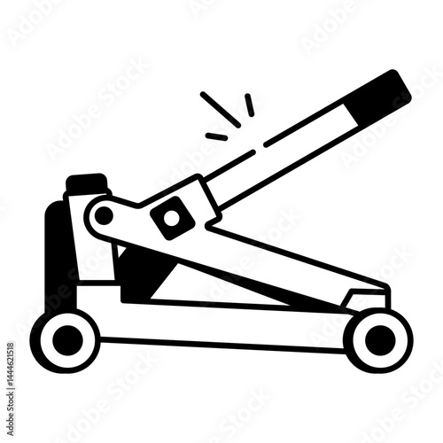 Hydraulic jack icon in hand drawn style 
