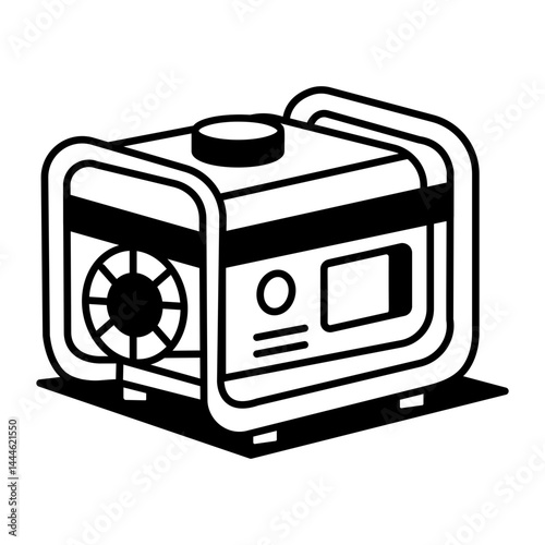 A hand drawn style icon of a generator 
