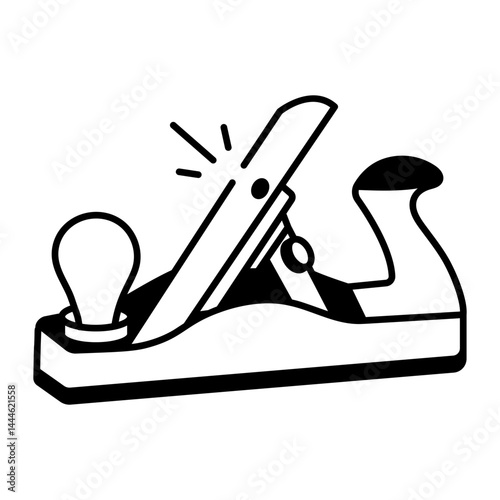 A doodle style icon of a hand planer 
