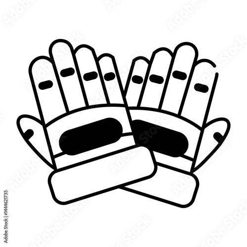 Construction gloves icon in hand drawn style 
