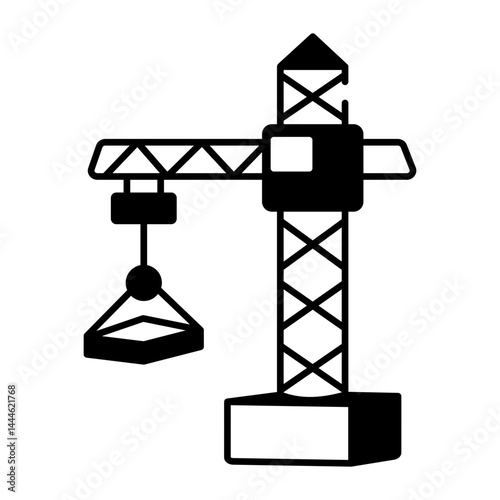 A doodle style icon of a crane tower 
