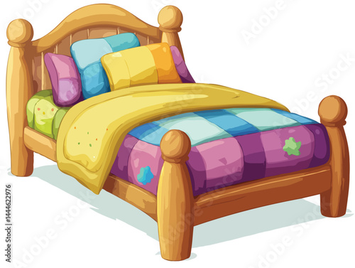kids bed vector art