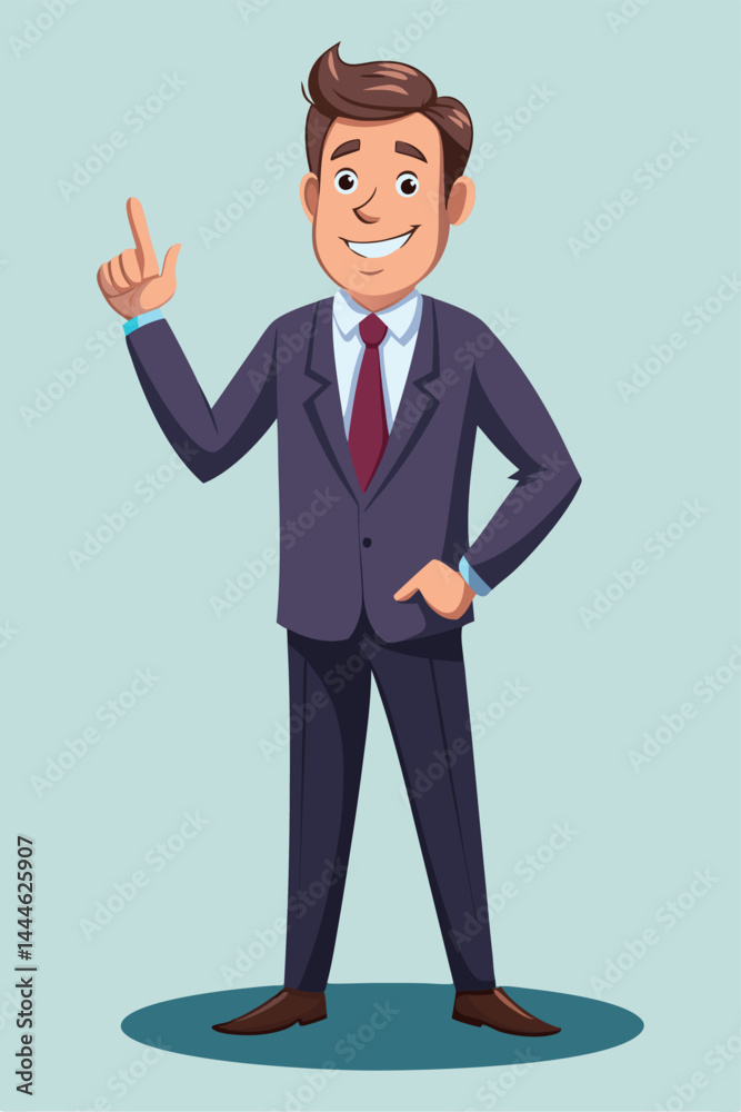 Smiling Businessman Cartoon Character – Professional Male in Suit Vector Illustration