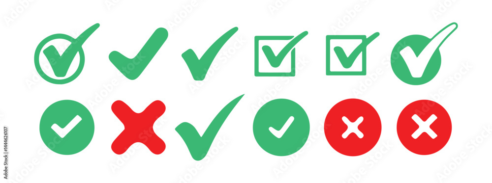 Check mark icon. Tick, cross icon button set. Yes or no symbol, approved or rejected icon. Yes or no. Vector Illustration eps 10 Check mark icon. Tick, cross icon button set. Yes or no symbol, approved or rejected icon. Yes or no. Vector Illustration eps 10