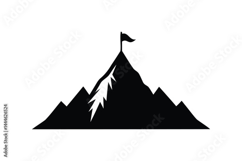 A Mountain peak top with flag silhouette