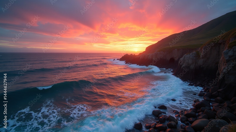 Fototapeta premium Horizon's Blaze: The Sunset's Finale