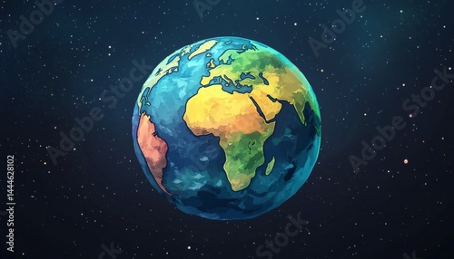 Obraz na płótnie Colorful stylized illustration of planet Earth in space. w salonie