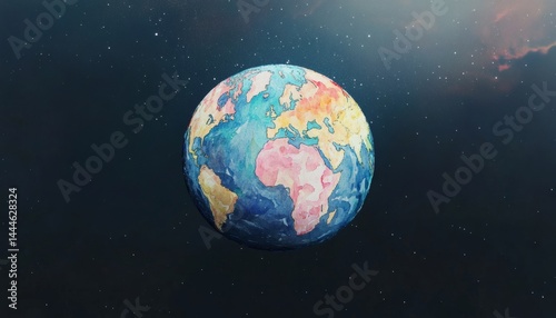 Obraz na płótnie Colorful planet earth depiction in a cosmic backdrop. w salonie