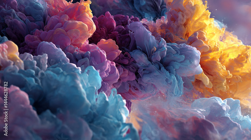 Colorful Abstract Cloud Formations on abstract background, colorful powder explosion
 