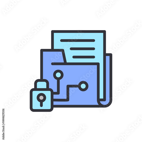 Data encryption colored icons, minimalist vector illustration ,simple transparent graphic element .Isolated on white background
