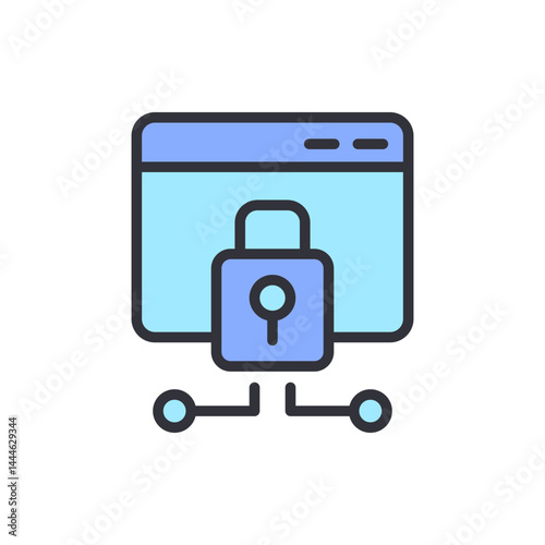 Data encryption colored icons, minimalist vector illustration ,simple transparent graphic element .Isolated on white background