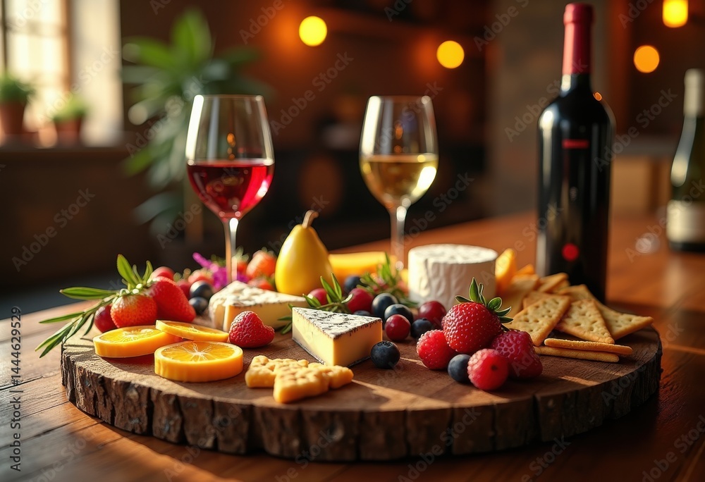 artful wine cheese arrangement tasting experience colorful presentation gourmet selection pairing delights, platter, spread, grapes, figs, nuts, crackers