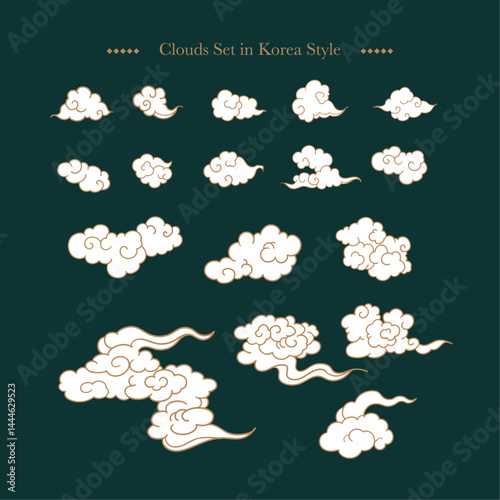 Korea Japan Chinese style cloud traditional design decoration item vector artwork