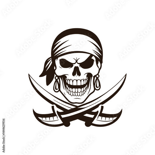 Pirate Skull with Crossed Swords Design Illustration
