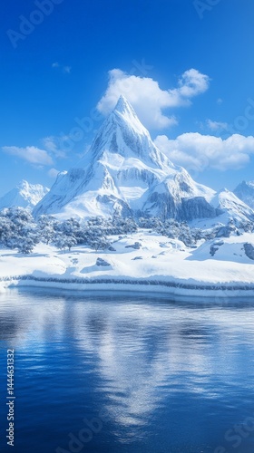 Wallpaper Mural Snowy Mountain Landscape with Frozen Terrain Torontodigital.ca