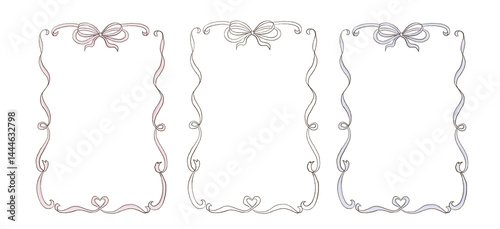 Moody Simple Hand-Drawn Frames in Blue and Pink for Wedding Invitations, Mother's Day, Valentine's Day