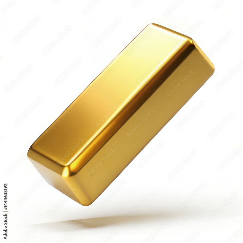 Single Shiny Gold Bar Isolated On White Background For Financial Concepts Single Shiny Gold Bar Isolated On White Background For Financial Concepts